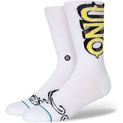 Uno X Cartoon Crew Socks - Unisex Sock - White - palvelukotilounatuuli