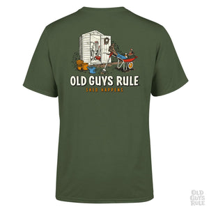 Shed Happens III T-Shirt - Mens Short Sleeve Tee - Military Green - palvelukotilounatuuli