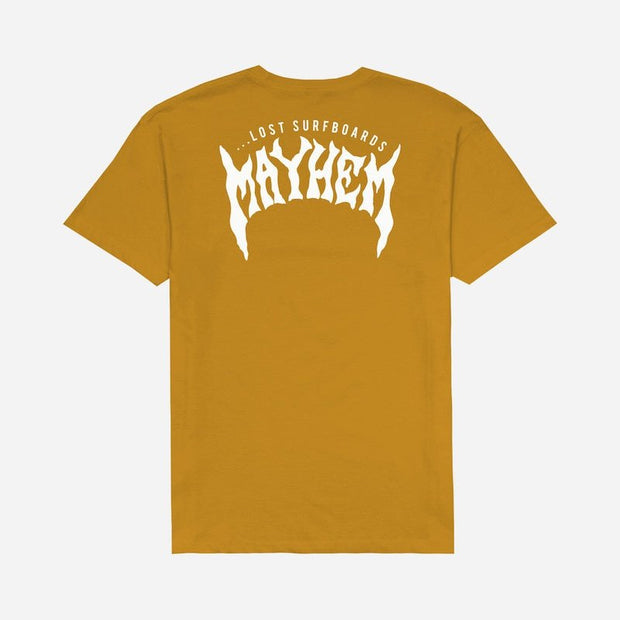 Mayhem Designs Tee - Mens Short Sleeve Tee - Old Gold - palvelukotilounatuuli