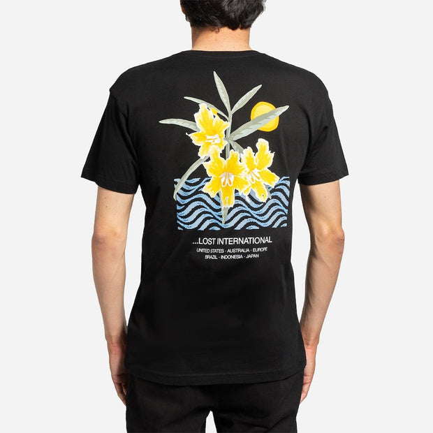 Wildflower Tee - Mens Short Sleeve T-Shirt - Black - palvelukotilounatuuli