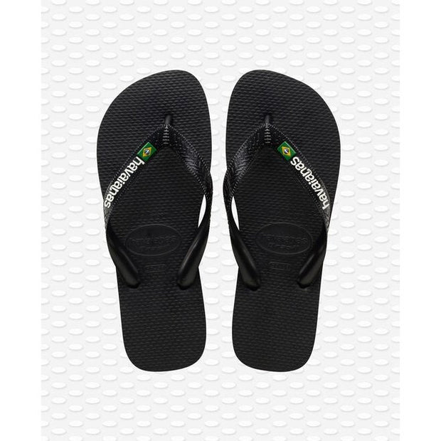 Brazil Logo - Mens Flip Flops - Black Black - palvelukotilounatuuli