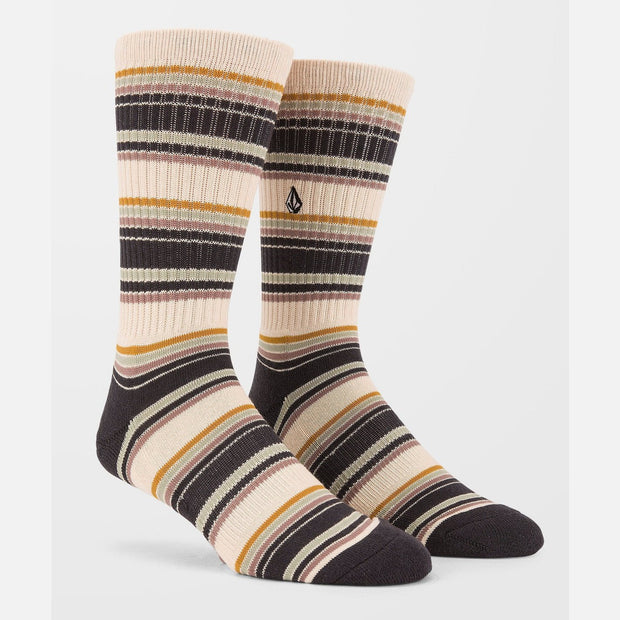 Stripes Socks - Pair of Mens Crew Socks - One Size - Seagrass Green - palvelukotilounatuuli