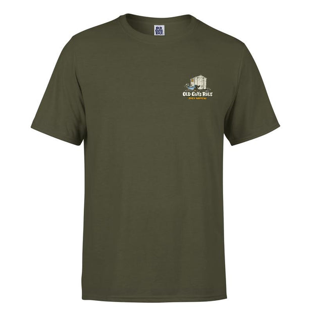 Shed Happens II - Mens T-Shirt - Military Green - palvelukotilounatuuli