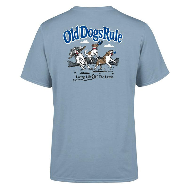 Old Dogs Rule - Mens T-Shirt - Stone Blue - palvelukotilounatuuli
