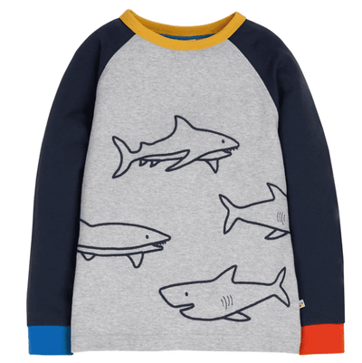 James Applique T-Shirt - Grey Marle/Sharks - palvelukotilounatuuli