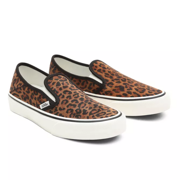 Suede Leopard Slip-On Womens SF Shoes - Chipmunk Marshmallow - palvelukotilounatuuli