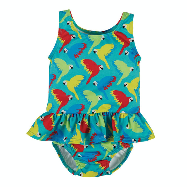 Newlyn Nappy Swimsuit - Aqua Parrots - palvelukotilounatuuli