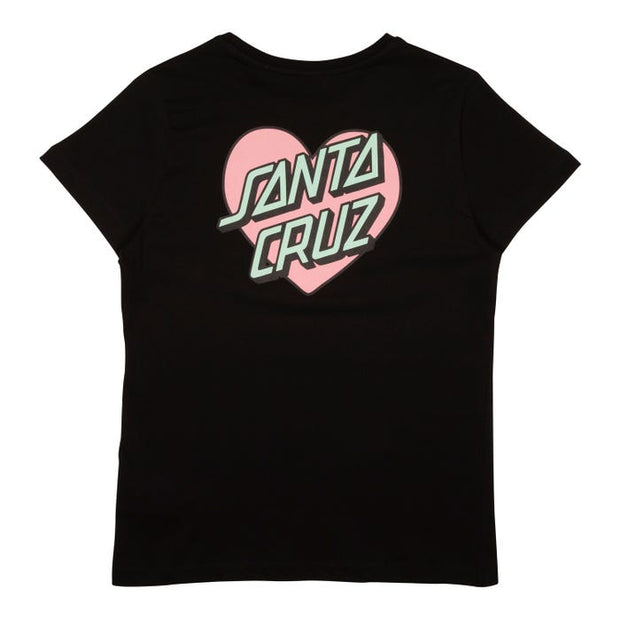 Santa Cruz Womens T-Shirt / Heart Dot T-Shirt / Black - palvelukotilounatuuli