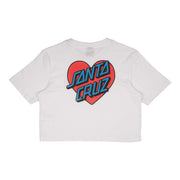 Santa Cruz Womens T-Shirt / Heart Cropped T-Shirt / White - palvelukotilounatuuli