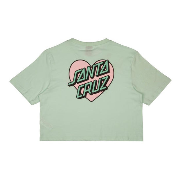 Santa Cruz Womens T-Shirt / Heart Cropped T-Shirt / Pastel Jade - palvelukotilounatuuli