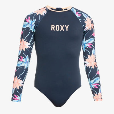 ROXY Sporty Girl L/S UPF 50 One-Piece Swimsuit for Girls / Mood Indigo RG Floral - palvelukotilounatuuli