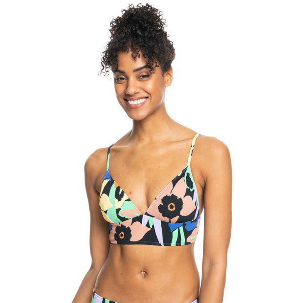 Color Jam Bikini Top - Womens Tank Bikini Top - Anthracite Flower Jammin - palvelukotilounatuuli