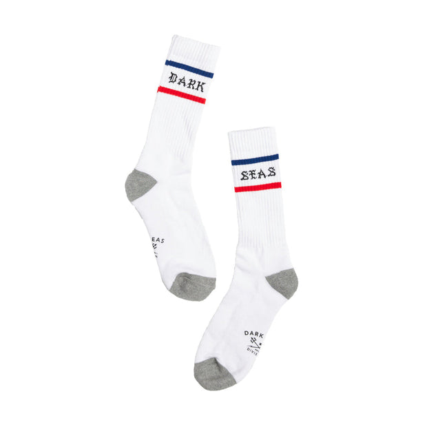 Old E Socks - Mens Crew Socks - One Size - White - palvelukotilounatuuli
